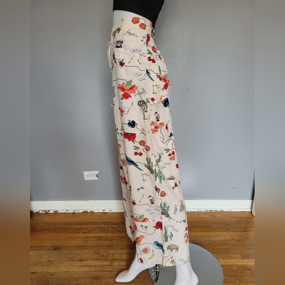 Tory Burch Silk Printed Wide Leg Pants, VGUC, Size 8 - Picture 5 of 9